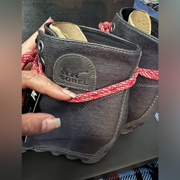 Sorel Brand PDX Lace Up Wedge Moto Ankle Boots Lexie Wedge Grey Quarry, 9.5 - Picture 6 of 13